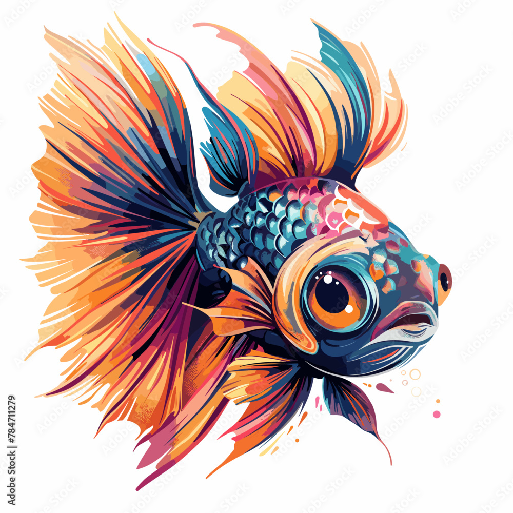 Betta fish. Vector illustration of a beautiful siamese fighting fish.