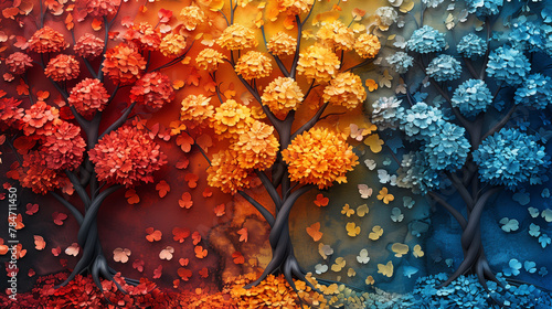 Colorful tree maps bloom, mapping out a diverse investment spectrum, accentuating the pivotal role of risk moderation in prudent financial planning photo