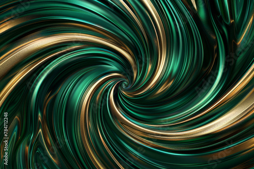 A luxury business background with a swirling pattern of emerald and gold