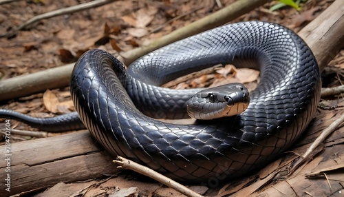 A Cobra Coiled Around A Fallen Log