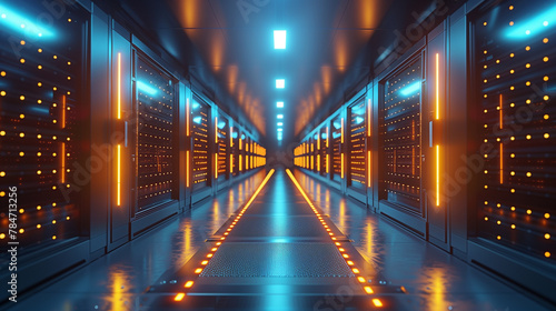 Amidst the hum of cooling fans, a knowledgeable IT specialist discusses serverless computing and edge computing innovations with peers