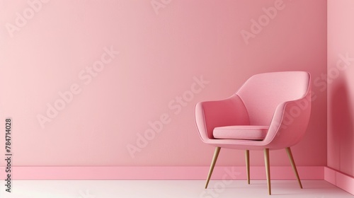 Blank Solid Light Pink Background With One Armchair Minimalistic Wallpaper Backdrop