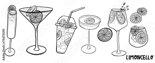 Limoncello hand drawn vector sketch illustration. Purchase poster, print, home decoration, menu cover, invitation, design template.