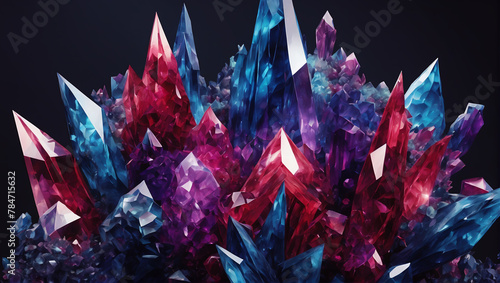 A wallpaper with abstract crystal garden patterns, showcasing crystalline formations and geometric shapes in jewel-toned colors like ruby red, sapphire blue, and amethyst purple ULTRA HD 8K