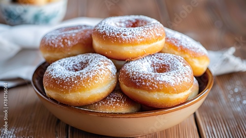 Culinary Delight: Fried and Baked Donuts on a Plate in Closeup