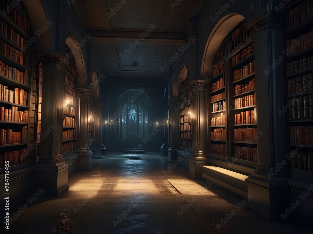 Fototapeta premium Enchanting Haven: Discovering the Library's Treasures