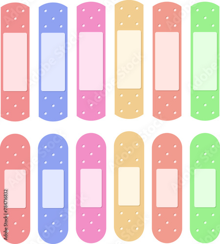 vector set of band aids. medical plasters