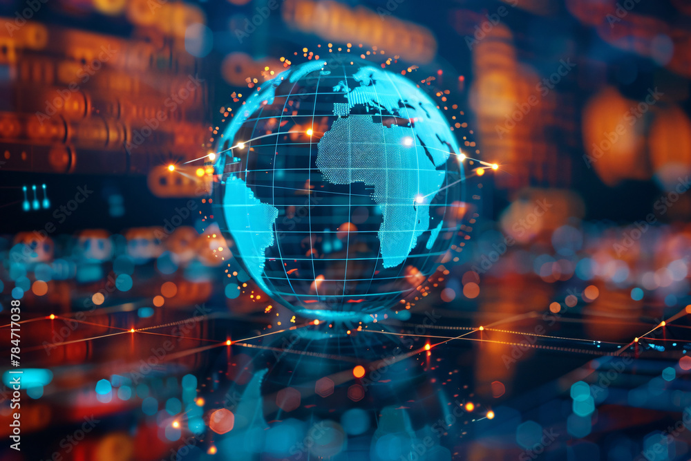 Fototapeta premium Digital Global Connectivity: High-Speed Data Transfer - Generative AI.