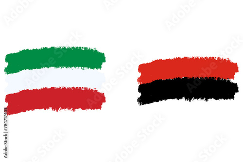 Brush stroke flag of Italy and Albania color isolated on transparent background photo