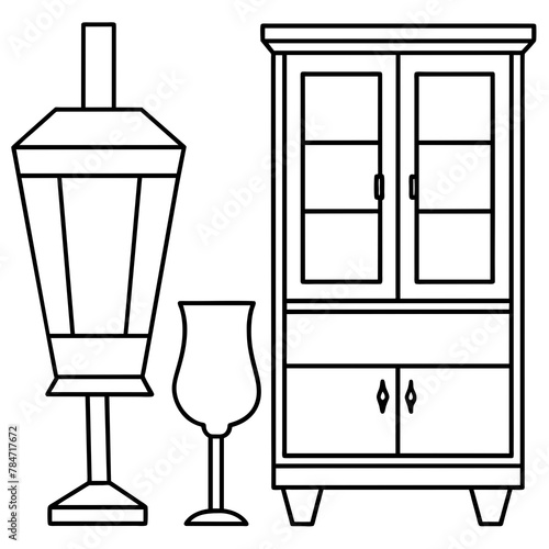 Wooden and glass tabletops line vector