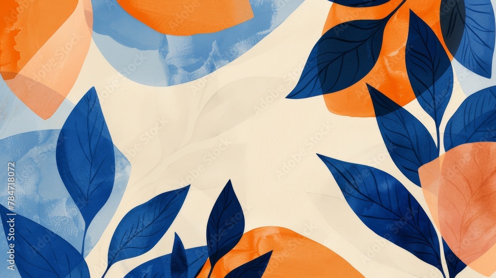 Abstract background with royal blue and peach tones in a serene ...