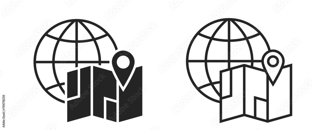 world and map flat and line icons. travel, journey and navigation symbols. isolated vector images for tourism design world and map flat and line icons. travel, journey and navigation symbols. isolated vector images for tourism design