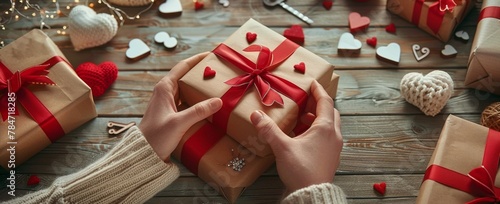 Person Holding Gift Box With Red Ribbon