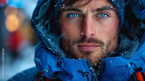 Man With Blue Eyes Wearing Blue Jacket