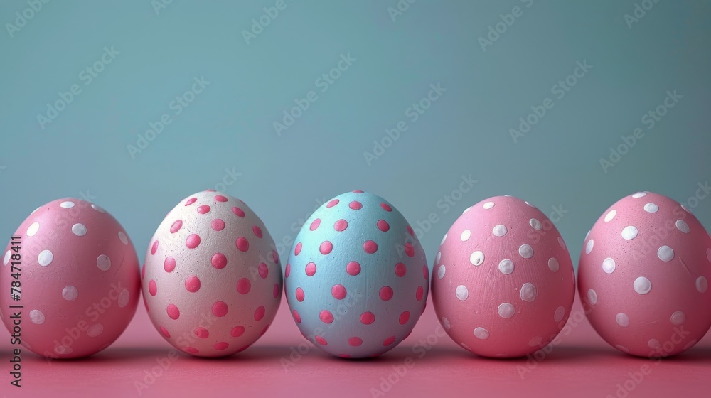 Row of Pink and Blue Polka Dot Eggs