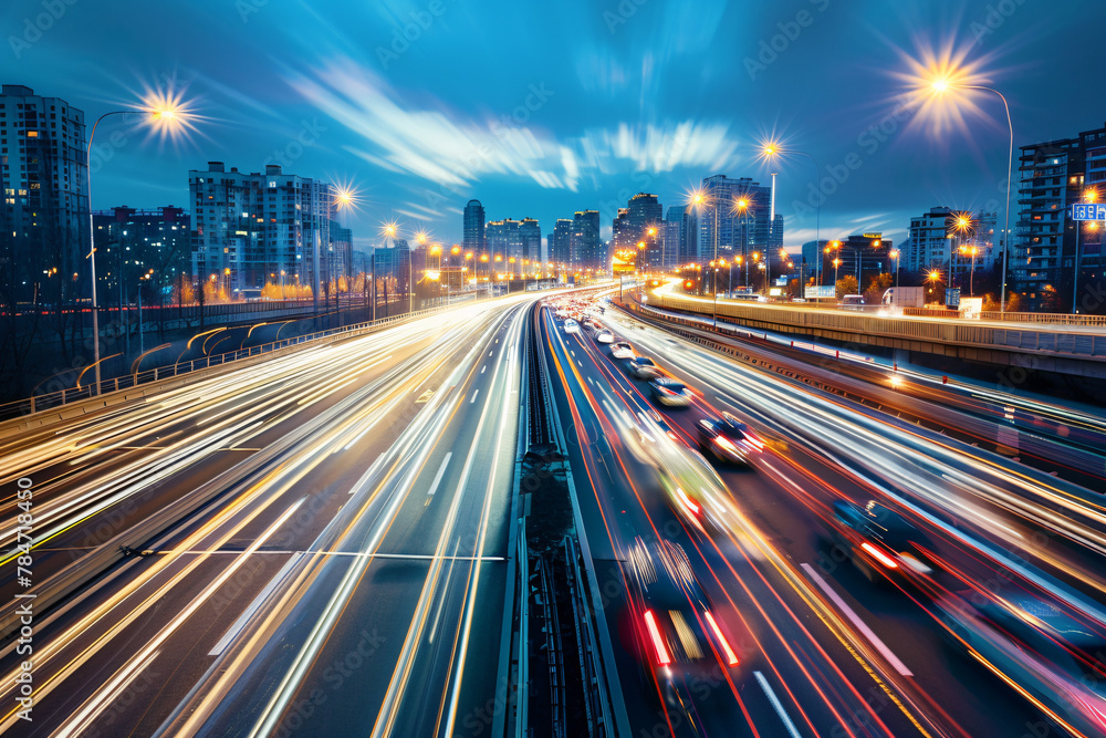 Dynamic Urban Rush: Nighttime Traffic Blur - Generative AI. Dynamic Urban Rush: Nighttime Traffic Blur - Generative AI.