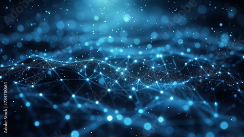 Blue and Black Abstract Background With Lines and Dots