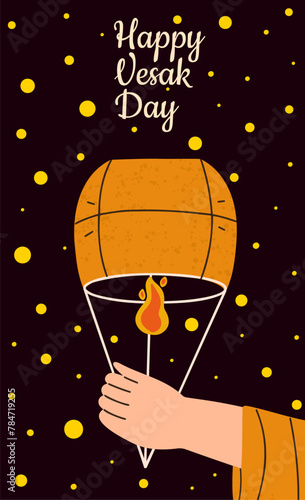 Happy Vesak Day. Vector illustration, poster.