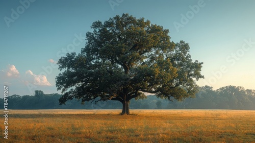 Lone Tree in Field With Mountains in Background