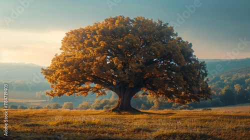 Lone Tree in Field With Mountains in Background