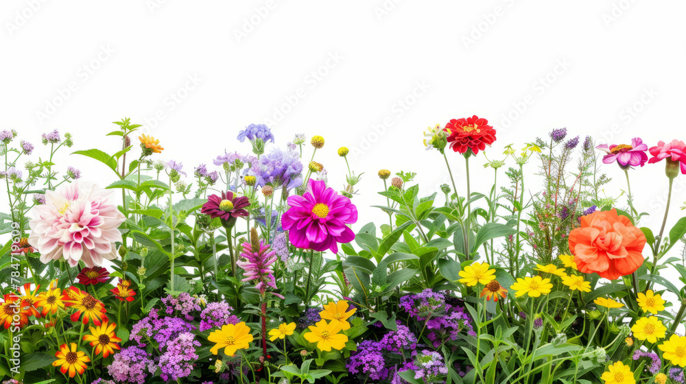 wildflowers on white background border