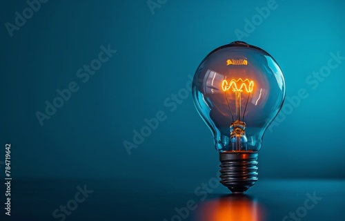 Light Bulb Illuminated Against Blue Background