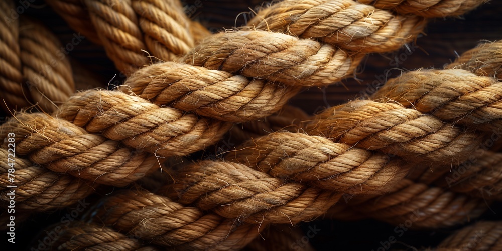 close up of a jute rope isolated on solid background