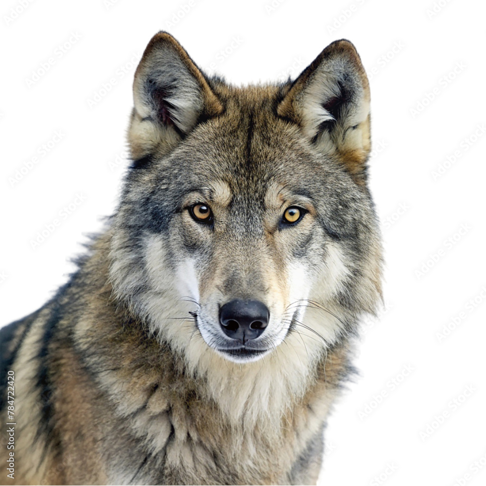 Portrait of wolf isolated on transparent background Portrait of wolf isolated on transparent background