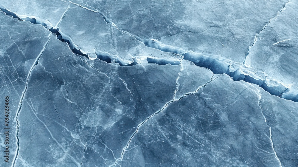 Frozen Fragments: Cracked Ice Texture - Close-up of the intricate patterns in cracked ice, hinting at winter's chill.