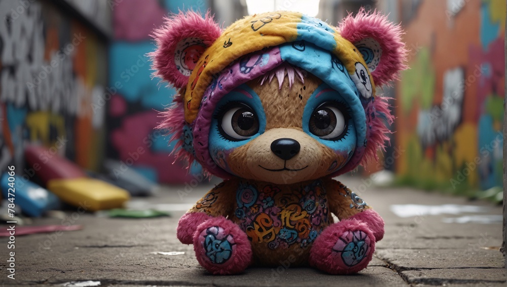 Cute whimsical graffiti hiphop teddy bear