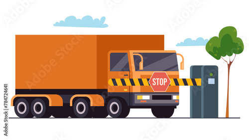 Border car cargo shipment tourism point. Vector flat graphic design element concept illustration