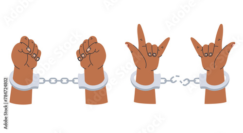 Prison handcuffed hand handcuff punishment isolated set. Vector design graphic illustration