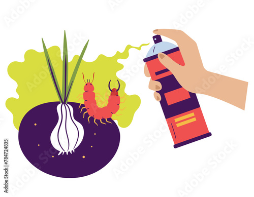 Pest control agriculture insect parasite insecticide isolated concept. Vector graphic design illustration