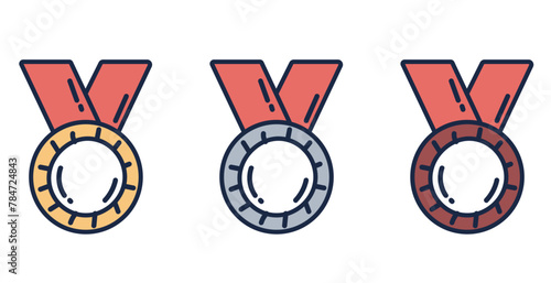 Golden silver copper medals isolated set. Vector graphic design illustration © PrettyVectors