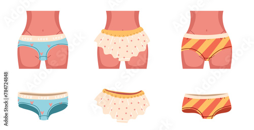 Underwear underwear underpants man woman doodle style isolated set. Vector graphic design illustration © PrettyVectors