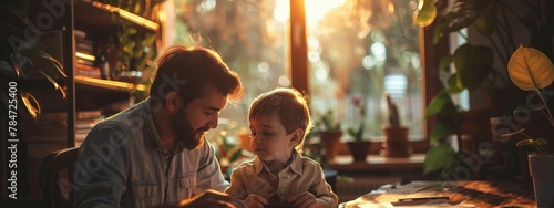 father and child spending time together. Father's Day concept. banner photo