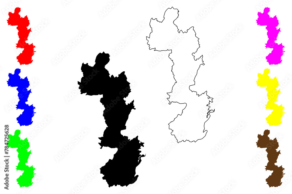 Obraz premium Aachen district (Federal Republic of Germany, State of North Rhine-Westphalia, NRW, Cologne region) map vector illustration, scribble sketch Aachen Stadteregion map
