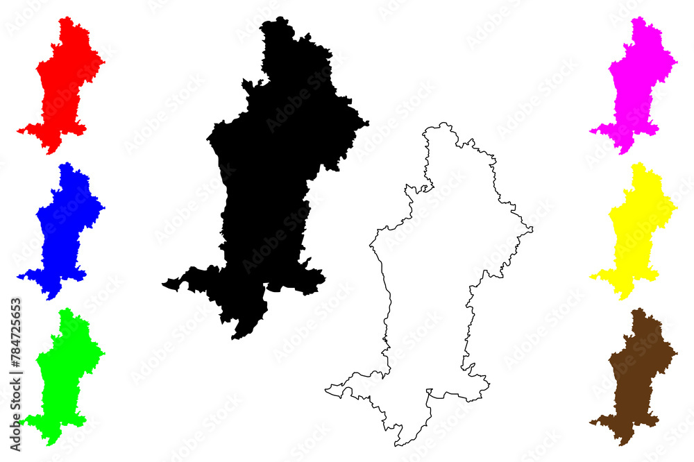 Obraz premium Swabia (Federal Republic of Germany, Administrative division, Region Free State of Bavaria) map vector illustration, scribble sketch Swabia map