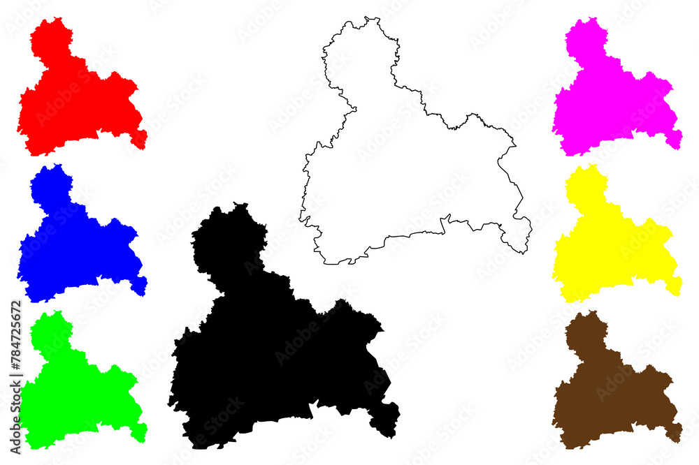 Obraz premium Upper Bavaria (Federal Republic of Germany, Administrative division, Region Free State of Bavaria) map vector illustration, scribble sketch Upper Bavaria map