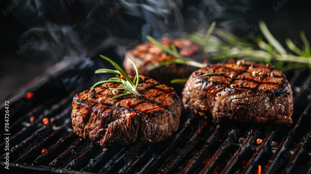 Grilled steaks of beef