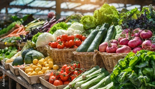 Assortment of fresh vegetables at market