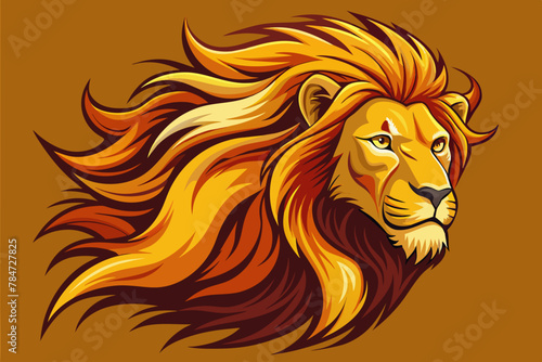 A majestic lion with flowing mane using continuous lines, embodying its regal presence and commanding authority