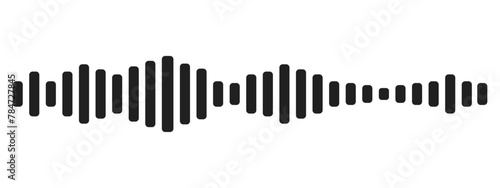 Sound wave decibel audio record simple voice message icon isolated on white background. Podcast player, music track