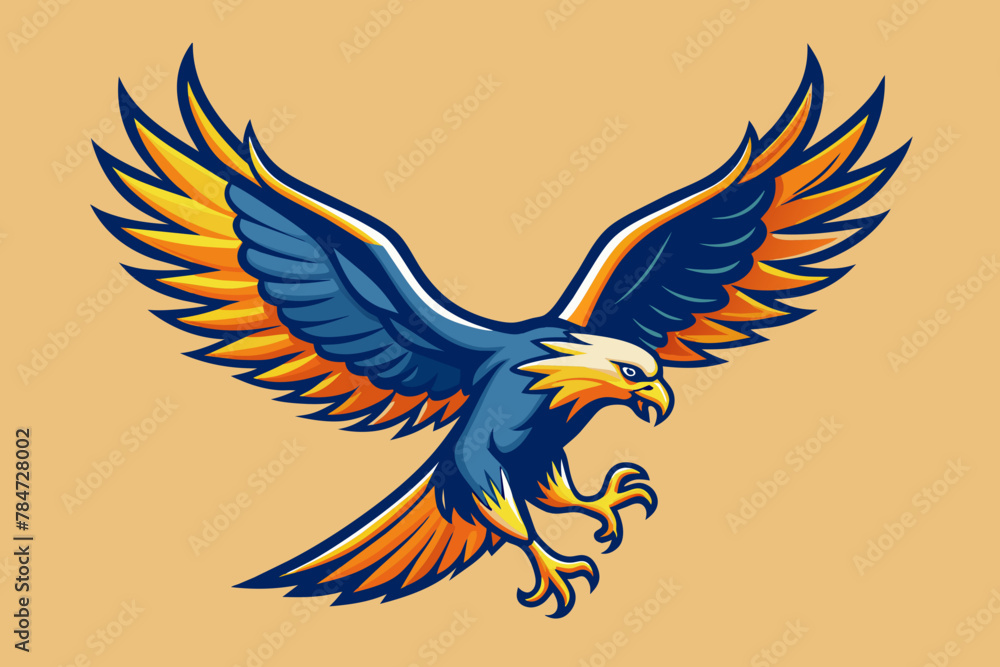 Obraz premium A soaring eagle with outstretched wings using continuous lines, conveying its strength and power as it rides the thermals