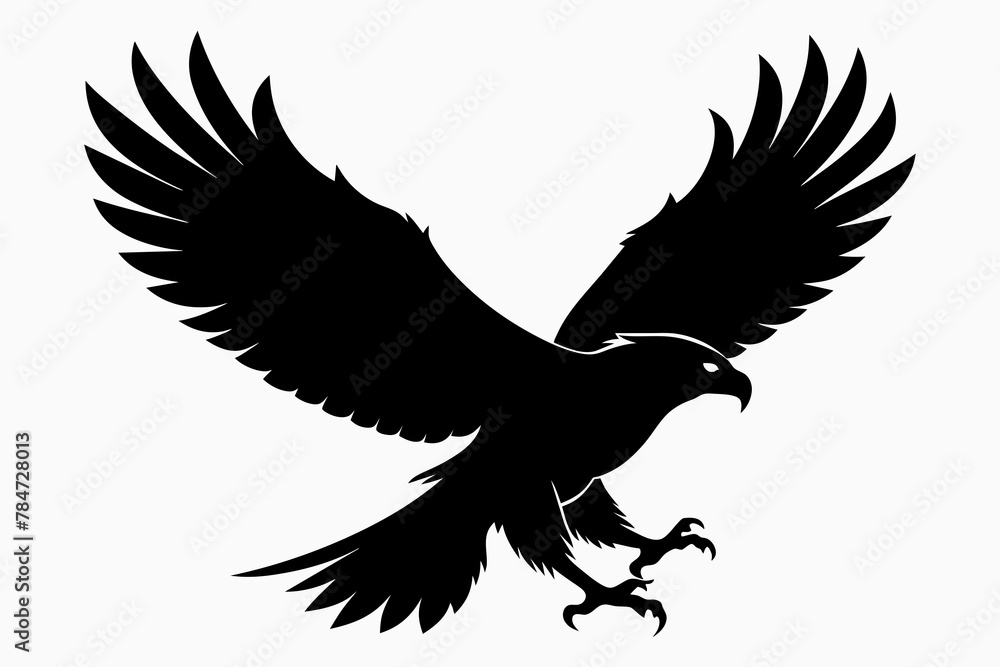 Obraz premium Flying eagle silhouette of vector illustration