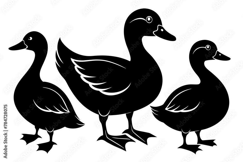 Duck set of black silhouette vector illustration Duck set of black silhouette vector illustration