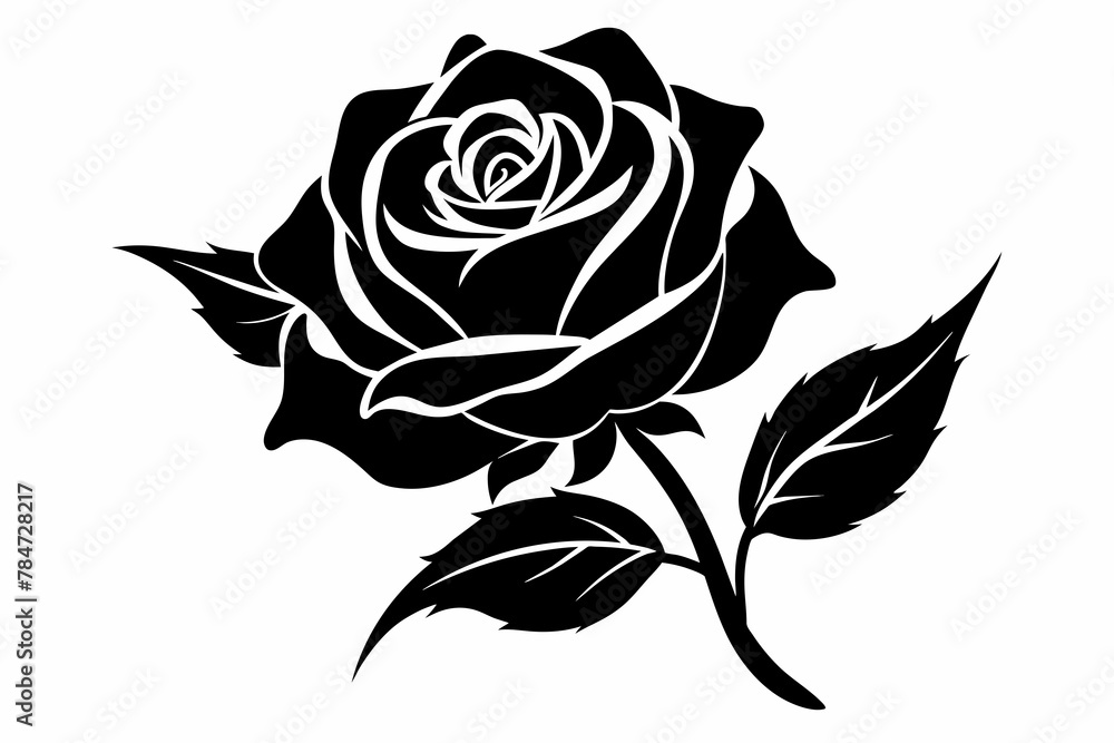 Obraz premium Rose silhouette vector illustration