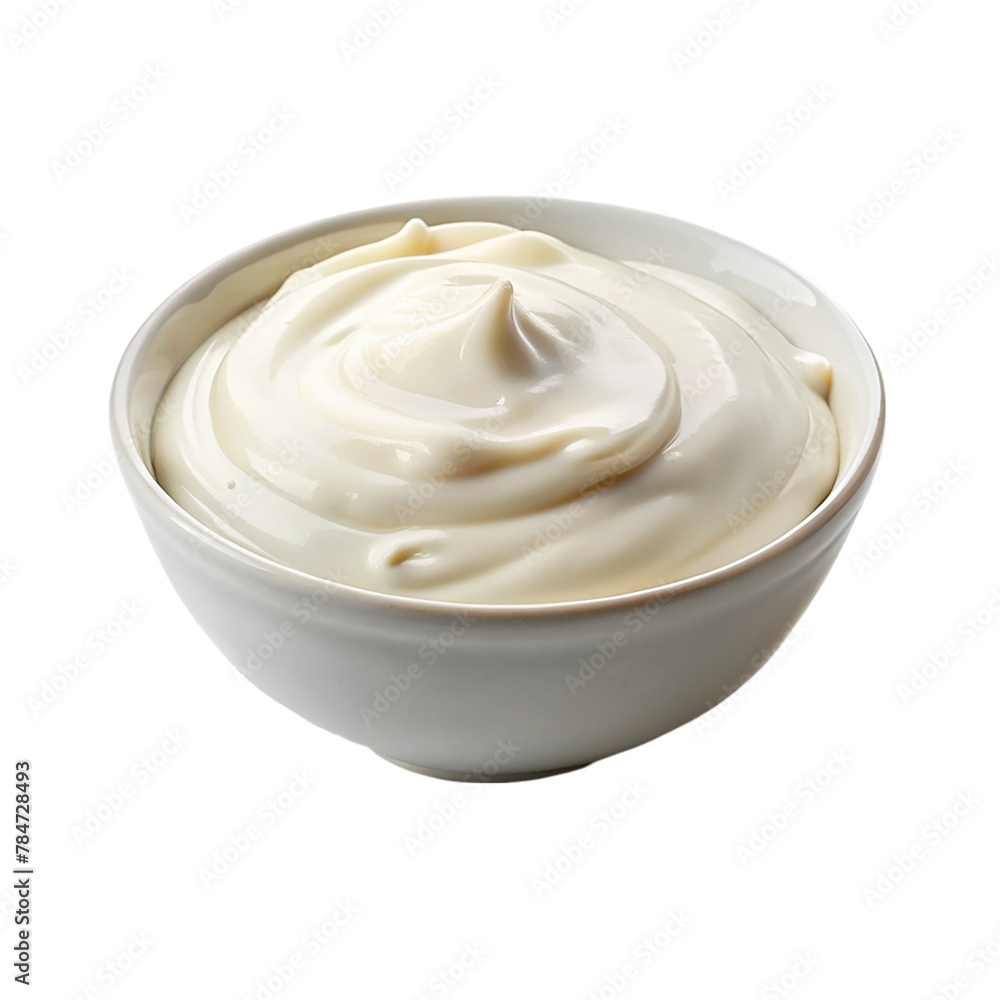 Bowl with sour cream mayo yogurt isolated on transparent background Bowl with sour cream mayo yogurt isolated on transparent background