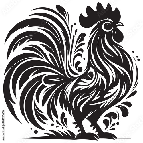 Rooster silhouette vector,poultry chickens roosters vector