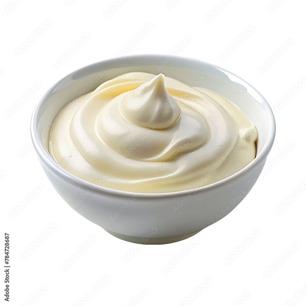 Bowl with sour cream mayo yogurt isolated on transparent background Bowl with sour cream mayo yogurt isolated on transparent background